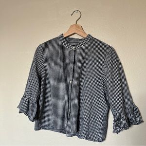 Madewell Gingham Bell Sleeve Shirt